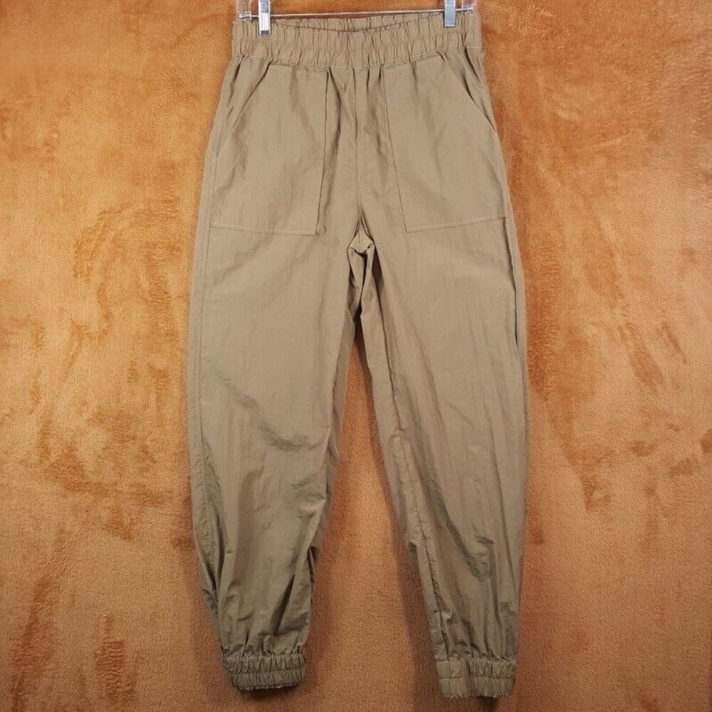 GANNI Pants Womens Size 36 Tan Pull On Windbreaker Tapered Jogger Casual